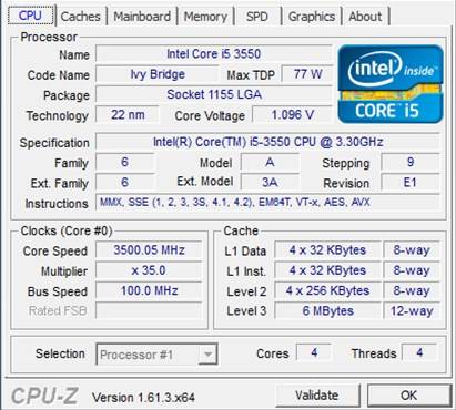 Процессор Intel Core i5-3550